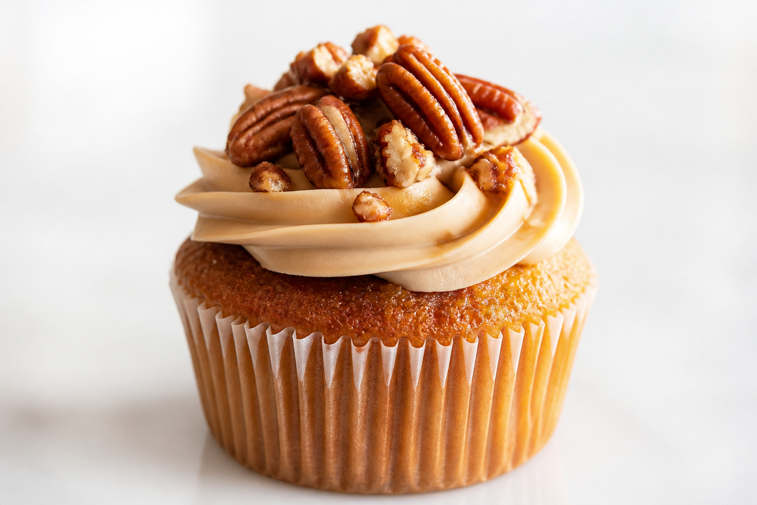 Brown Butter Pecan cupcake with maple buttercream and toasted pecans